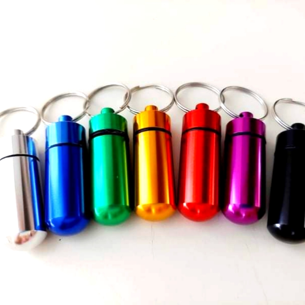 Waterproof Aluminum Stash Pill Box Trinket Paper Money Stash Holder Keychain.
